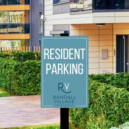 RESIDENT PARKING Randall Village post sign