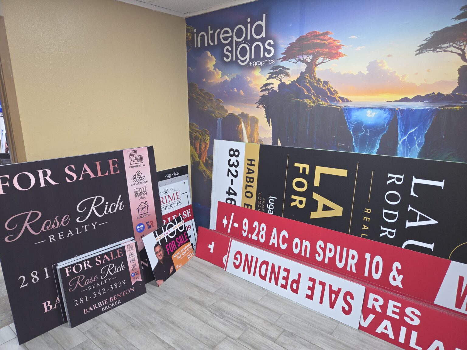 Intrepid Signs showroom interior with sample panels